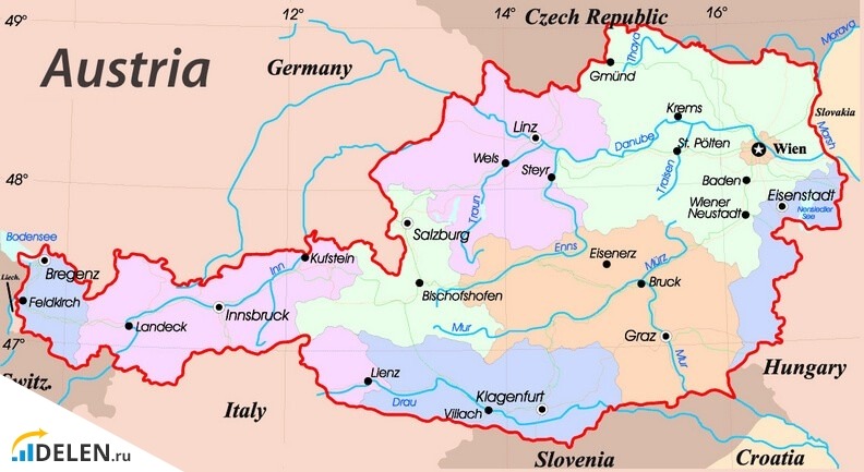 Карта Австрии