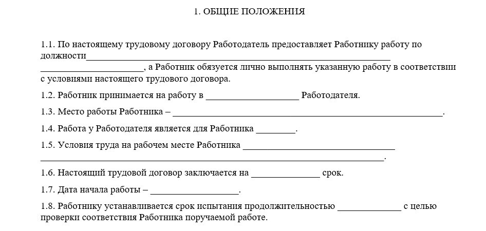 Трудовой договор с коммерческим директором